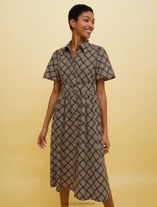 Kvinder mennesker, steder, farve skjortekjole MAX&Co. brunt mønster B2Z2T6128 beklædning