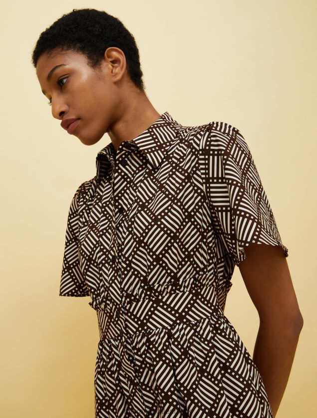 Kvinder mennesker, steder, farve skjortekjole MAX&Co. brunt mønster B2Z2T6128 beklædning