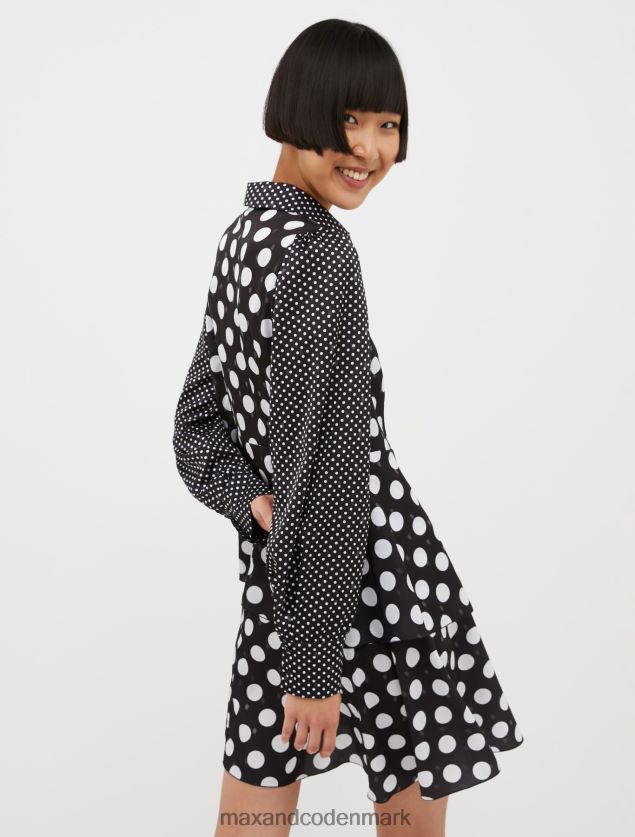 Kvinder metallisk satin-kjole med prikker MAX&Co. sort mønster B2Z2T6109 beklædning