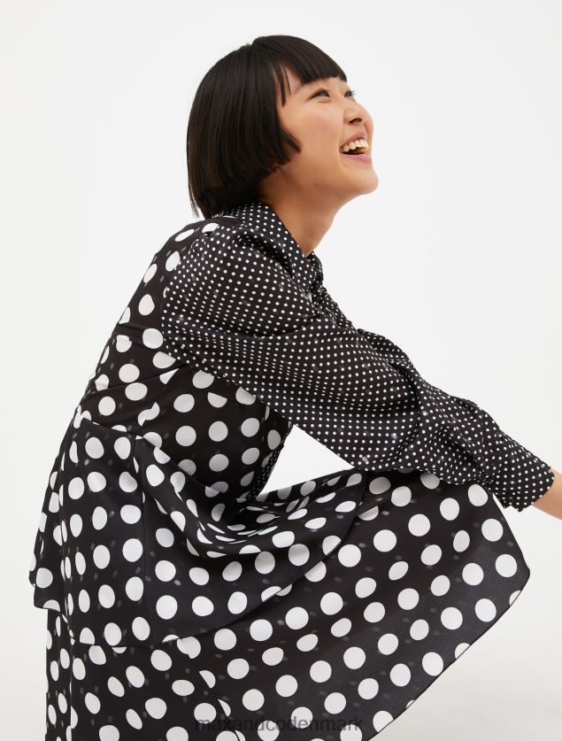 Kvinder metallisk satin-kjole med prikker MAX&Co. sort mønster B2Z2T6109 beklædning