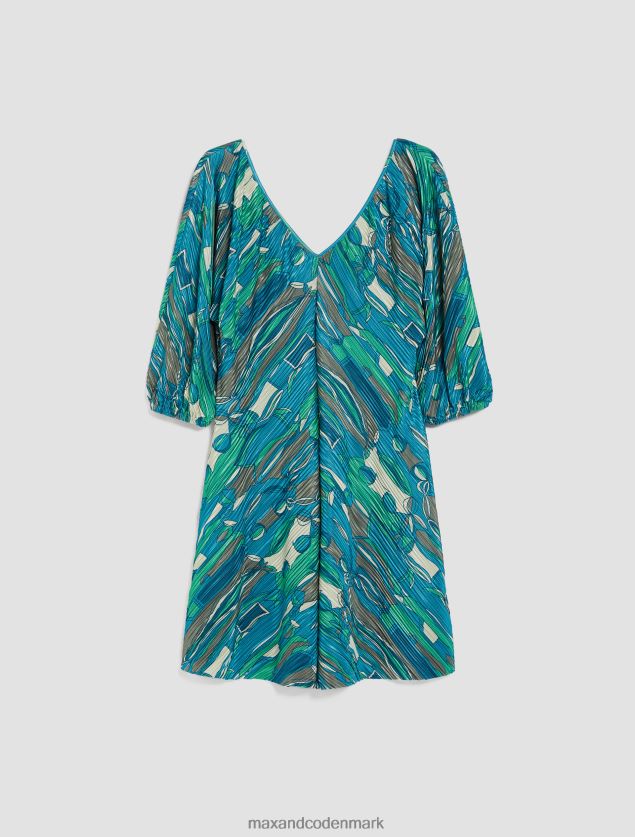 Kvinder mikro-plisseret jersey kjole MAX&Co. grønt mønster B2Z2T640 beklædning