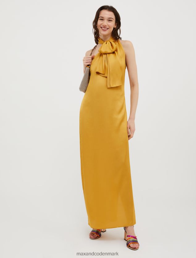 Kvinder off-the-shoulder satin kjole MAX&Co. sennep B2Z2T610 beklædning