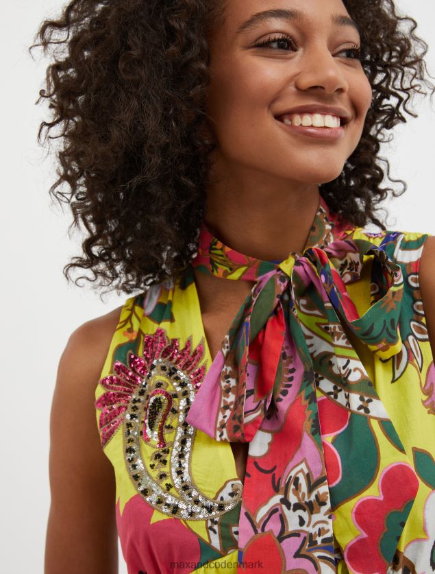 Kvinder printet voile maxi kjole MAX&Co. marineblåt mønster B2Z2T664 beklædning