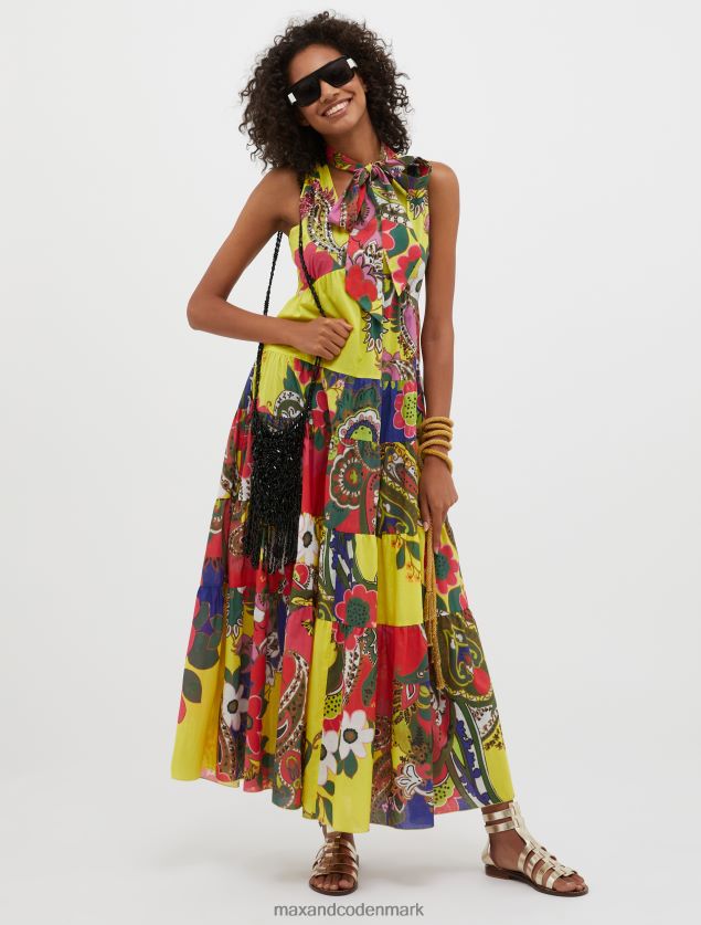 Kvinder printet voile maxi kjole MAX&Co. marineblåt mønster B2Z2T664 beklædning