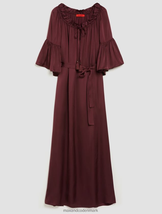Kvinder satin maxi kjole MAX&Co. bordeaux B2Z2T6132 beklædning