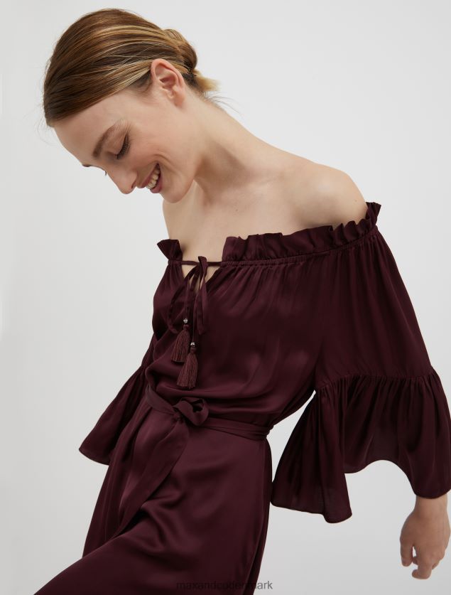 Kvinder satin maxi kjole MAX&Co. bordeaux B2Z2T6132 beklædning