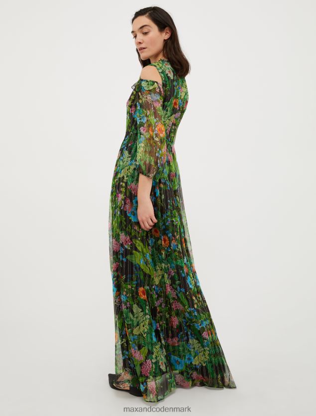 Kvinder silke-crepon maxi kjole MAX&Co. sort mønster B2Z2T626 beklædning