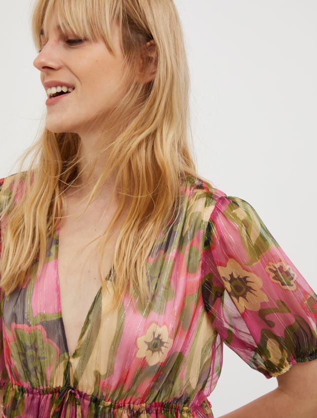 Kvinder silke-crepon minikjole MAX&Co. gammelt rosenmønster B2Z2T616 beklædning