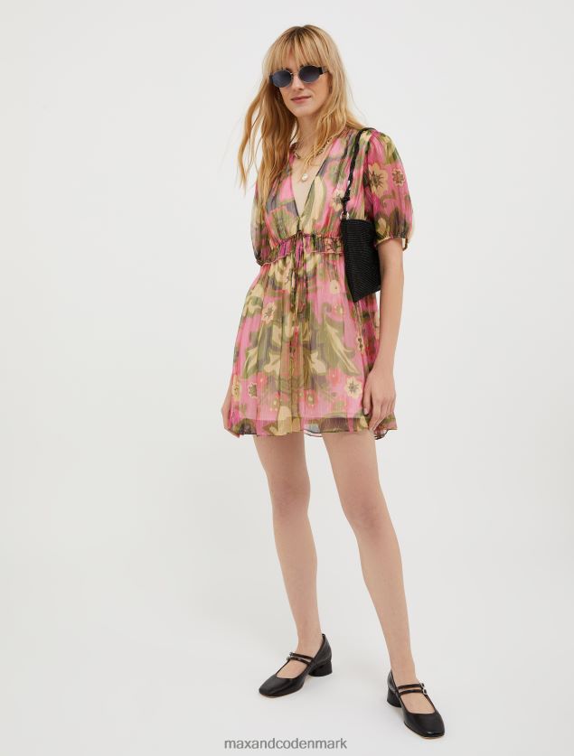 Kvinder silke-crepon minikjole MAX&Co. gammelt rosenmønster B2Z2T616 beklædning