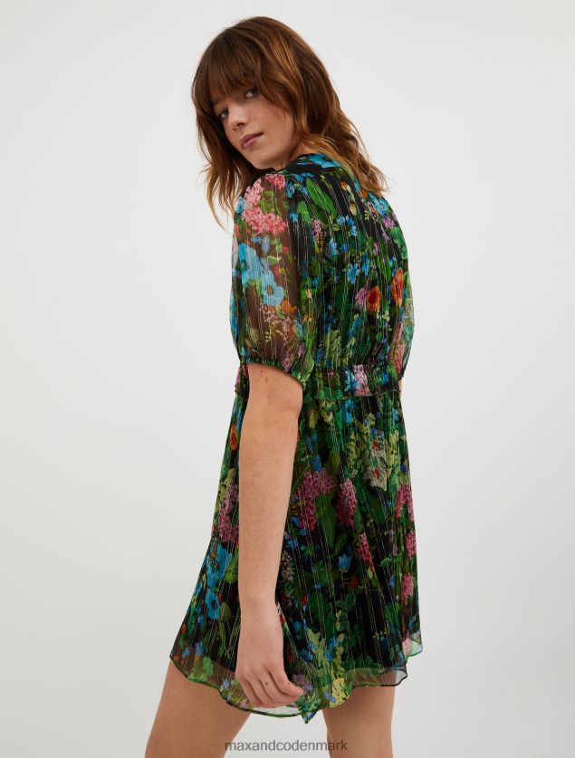 Kvinder silke-crepon minikjole MAX&Co. sort mønster B2Z2T615 beklædning