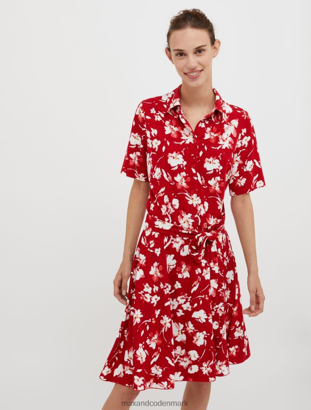 Kvinder skjortekjole i jersey med blomstertryk MAX&Co. rød B2Z2T665 beklædning