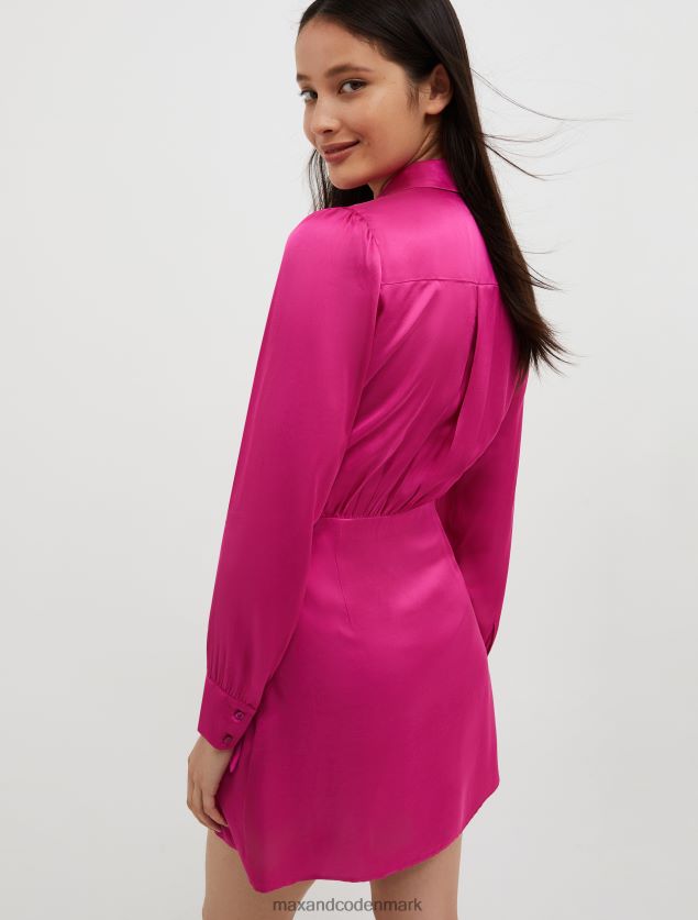Kvinder slå om kjole i satin MAX&Co. fuchsia B2Z2T63 beklædning