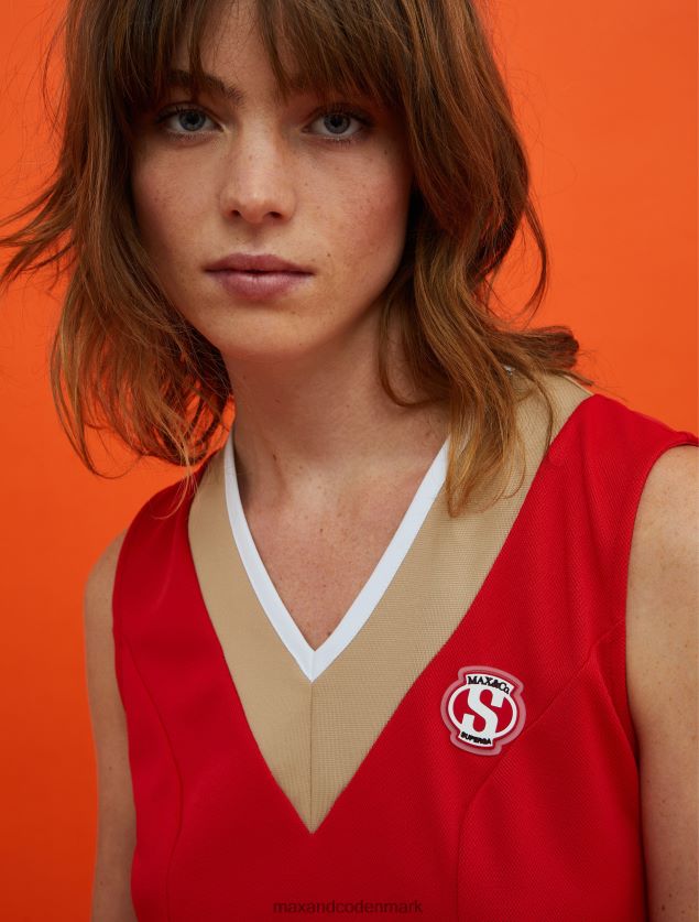 Kvinder superga bomuld-pique kjole MAX&Co. rød B2Z2T6127 beklædning