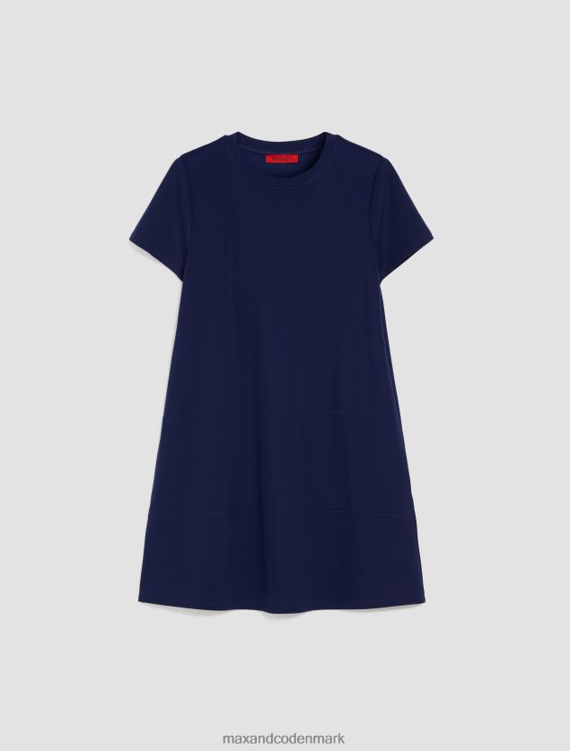 Kvinder tekstureret stretch-jersey kjole MAX&Co. kina blå B2Z2T6120 beklædning