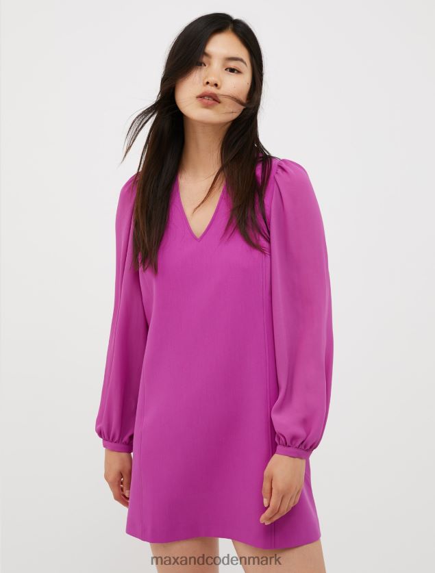 Kvinder tunikakjole med puffede ærmer MAX&Co. fuchsia B2Z2T684 beklædning