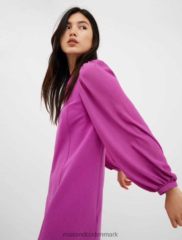 Kvinder tunikakjole med puffede ærmer MAX&Co. fuchsia B2Z2T684 beklædning