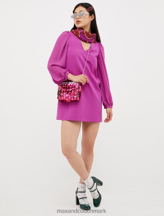 Kvinder tunikakjole med puffede ærmer MAX&Co. fuchsia B2Z2T684 beklædning