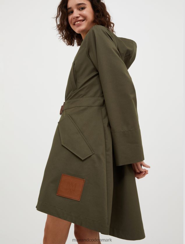 Kvinder Parka med hætte i bomuld og gabardin MAX&Co. kakigrøn B2Z2T6812 beklædning