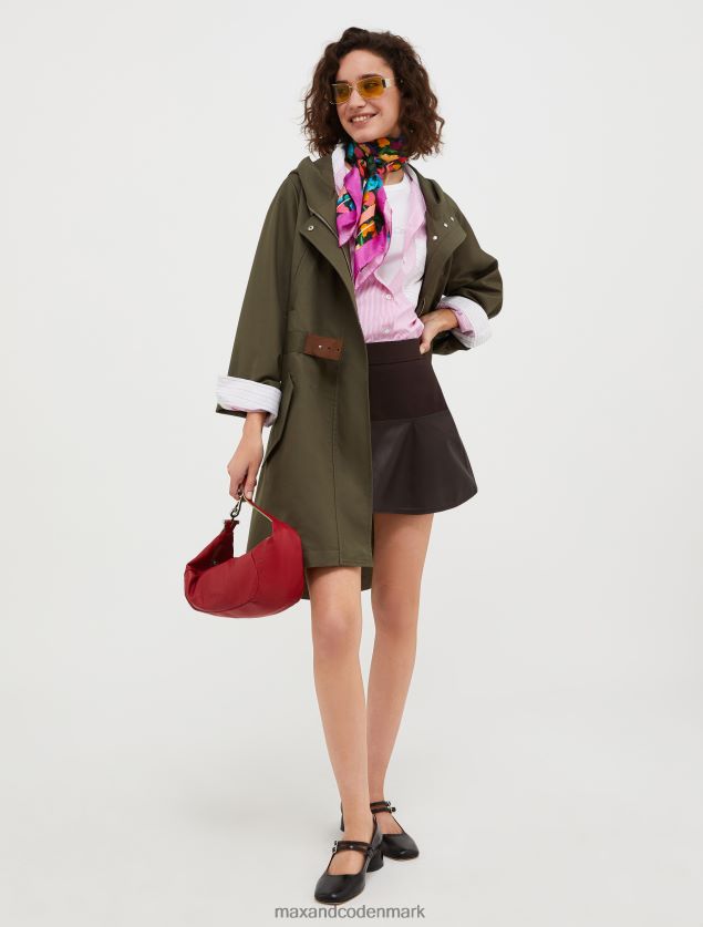 Kvinder Parka med hætte i bomuld og gabardin MAX&Co. kakigrøn B2Z2T6812 beklædning