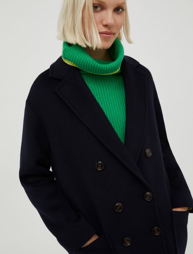 Kvinder dobbeltsidet bredstoffrakke MAX&Co. Marine blå B2Z2T6874 beklædning