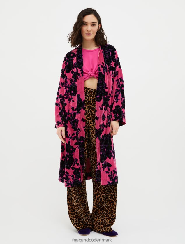 Kvinder fløjlsfrakke med krøllet effekt MAX&Co. fuchsia mønster B2Z2T6866 beklædning