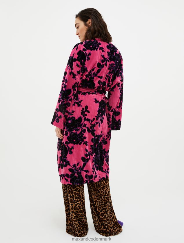 Kvinder fløjlsfrakke med krøllet effekt MAX&Co. fuchsia mønster B2Z2T6866 beklædning