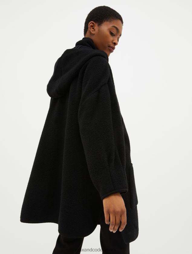 Kvinder frakke i kogt uldblanding med hætte MAX&Co. sort B2Z2T6878 beklædning