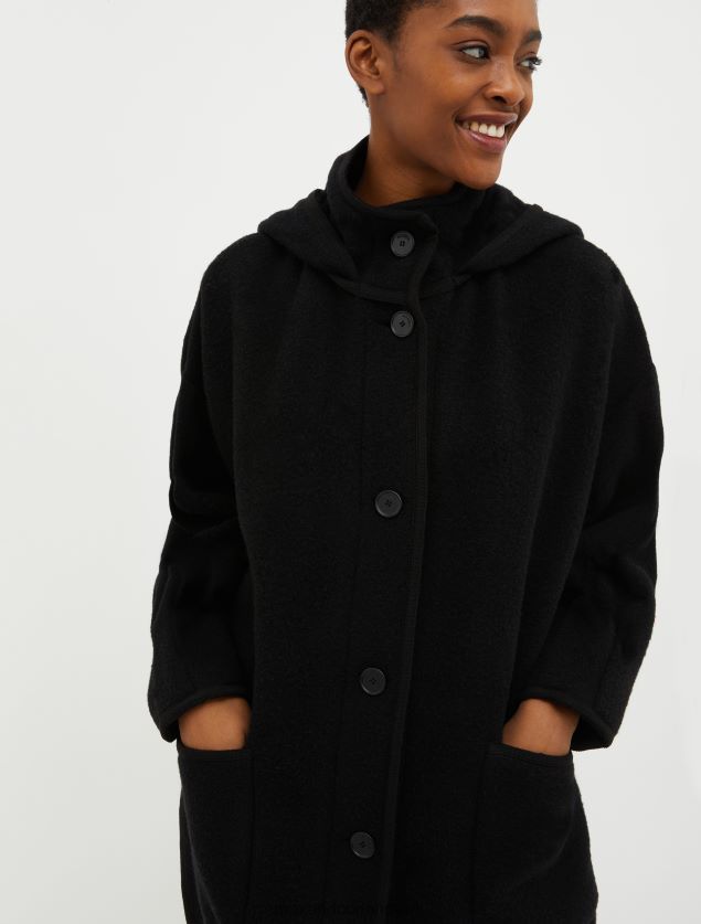 Kvinder frakke i kogt uldblanding med hætte MAX&Co. sort B2Z2T6878 beklædning