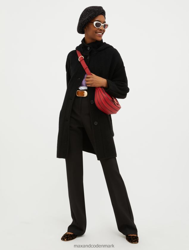 Kvinder frakke i kogt uldblanding med hætte MAX&Co. sort B2Z2T6878 beklædning