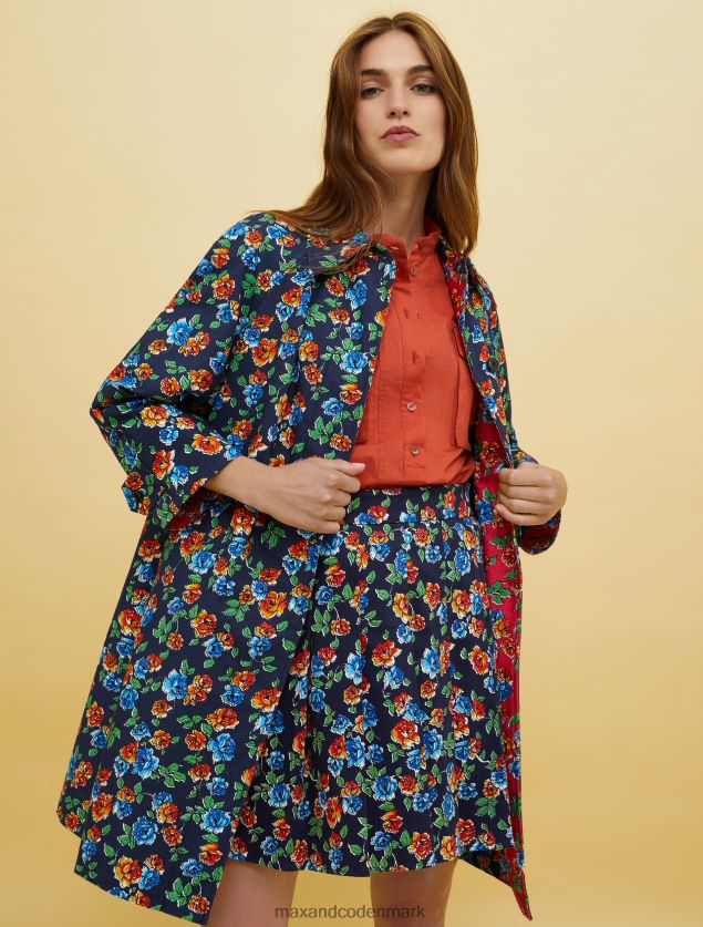 Kvinder mennesker, steder, farve duster coat MAX&Co. marineblåt mønster B2Z2T6879 beklædning