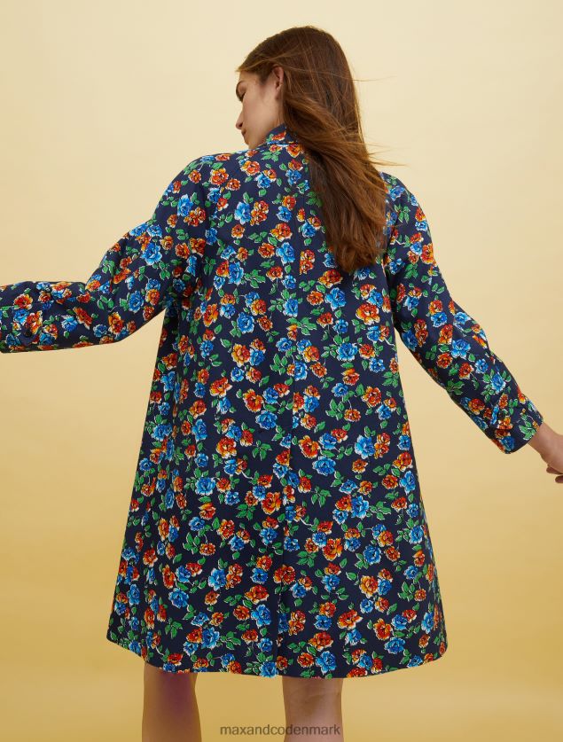 Kvinder mennesker, steder, farve duster coat MAX&Co. marineblåt mønster B2Z2T6879 beklædning