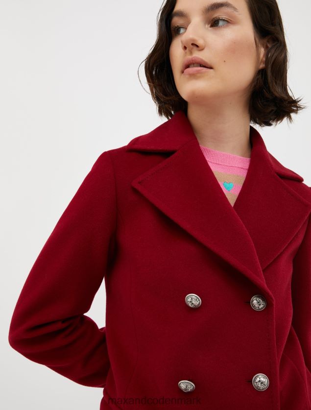 Kvinder uld bred klæde peacoat MAX&Co. bordeaux B2Z2T6815 beklædning