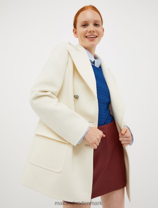 Kvinder uld bred klæde peacoat MAX&Co. elfenben B2Z2T6830 beklædning