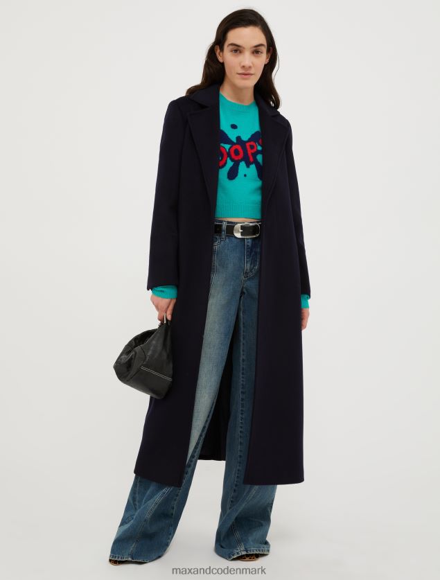 Kvinder uldfrakke med bælte MAX&Co. midnatsblå B2Z2T6839 beklædning