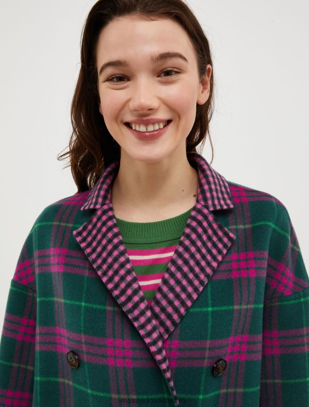 Kvinder vendbar uldfrakke MAX&Co. grønt mønster B2Z2T6837 beklædning