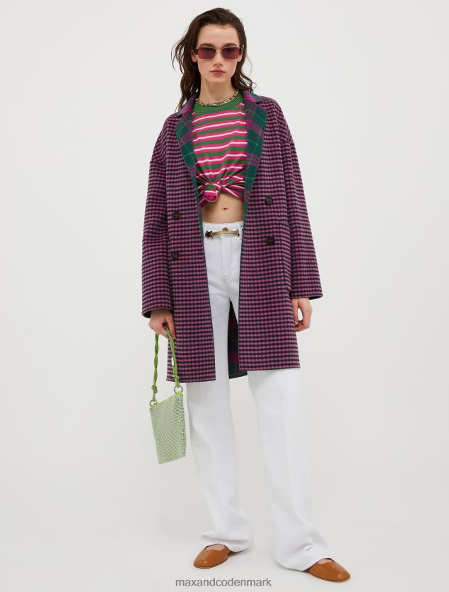 Kvinder vendbar uldfrakke MAX&Co. grønt mønster B2Z2T6837 beklædning