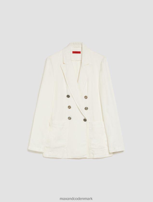 Kvinder dobbeltradet sømandsblazer MAX&Co. hvidt mønster B2Z2T6181 beklædning