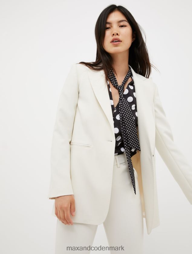 Kvinder enkeltradet blazer i stræklærred MAX&Co. elfenben B2Z2T6251 beklædning
