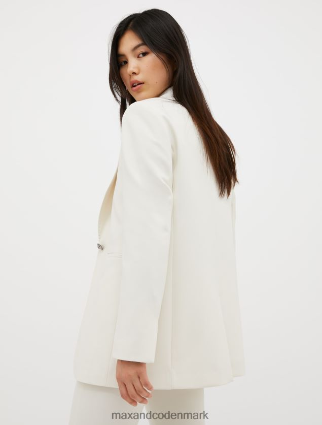 Kvinder enkeltradet blazer i stræklærred MAX&Co. elfenben B2Z2T6251 beklædning
