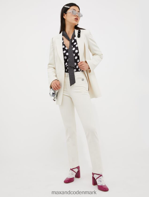 Kvinder enkeltradet blazer i stræklærred MAX&Co. elfenben B2Z2T6251 beklædning