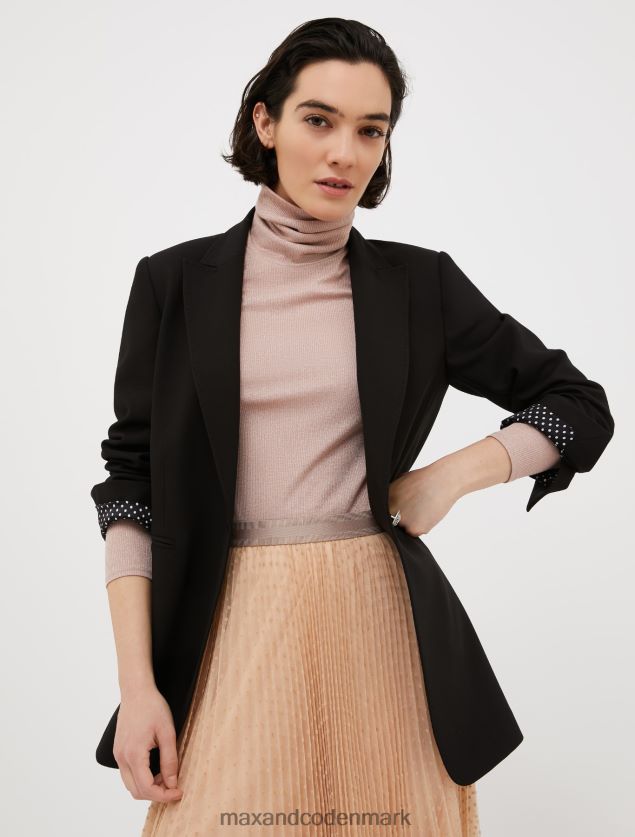 Kvinder enkeltradet blazer i stræklærred MAX&Co. sort B2Z2T6252 beklædning