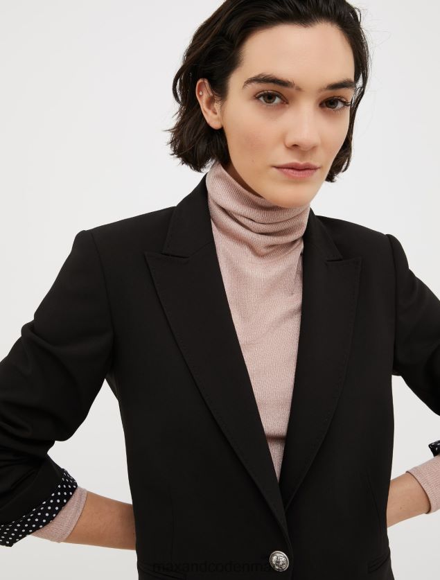 Kvinder enkeltradet blazer i stræklærred MAX&Co. sort B2Z2T6252 beklædning