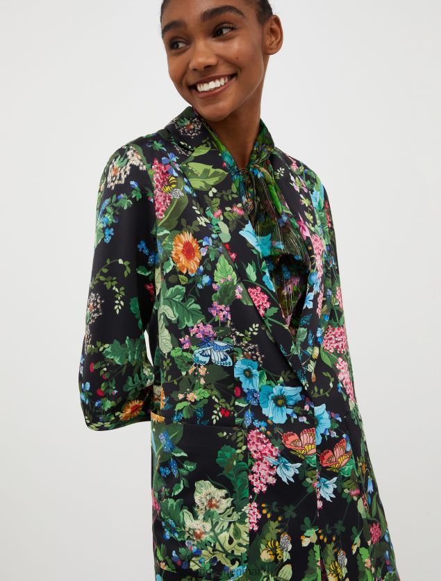 Kvinder envers-satin blazer MAX&Co. sort mønster B2Z2T6208 beklædning