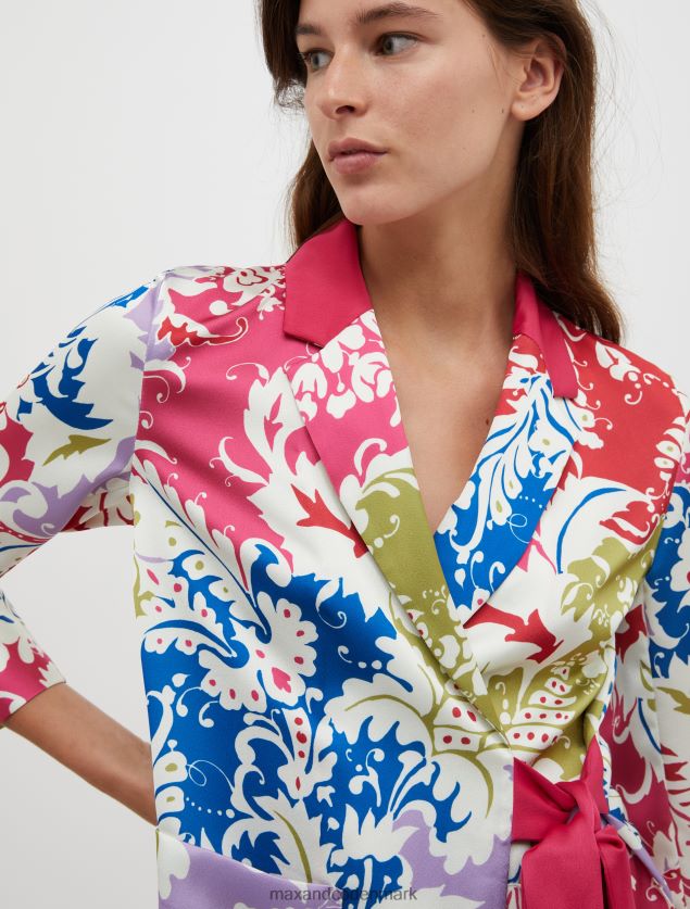 Kvinder envers satin blazer i kåbestil MAX&Co. fuchsia mønster B2Z2T6260 beklædning