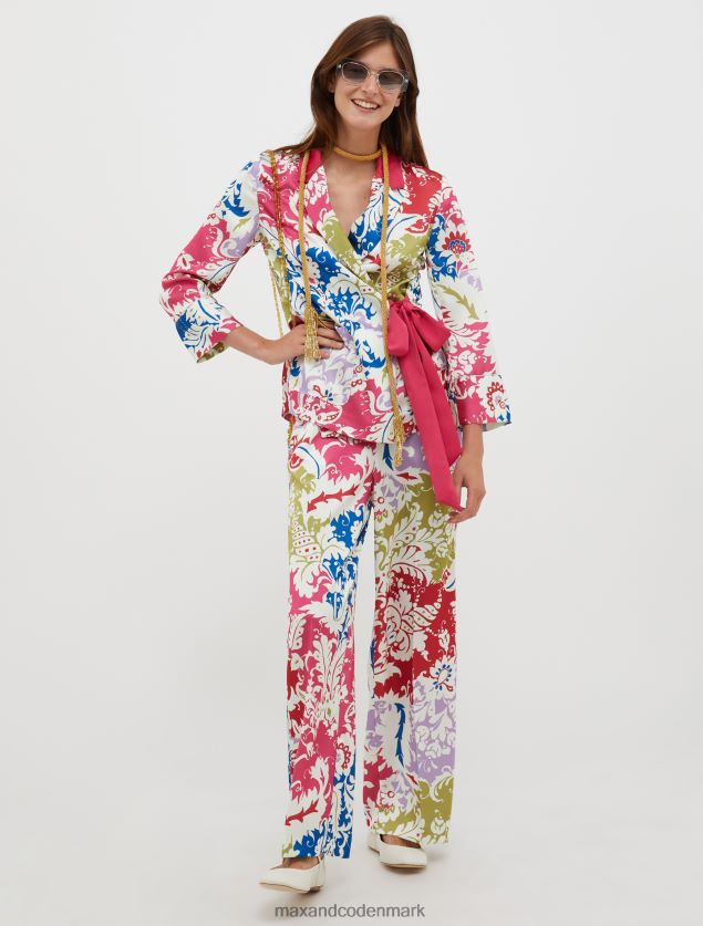 Kvinder envers satin blazer i kåbestil MAX&Co. fuchsia mønster B2Z2T6260 beklædning