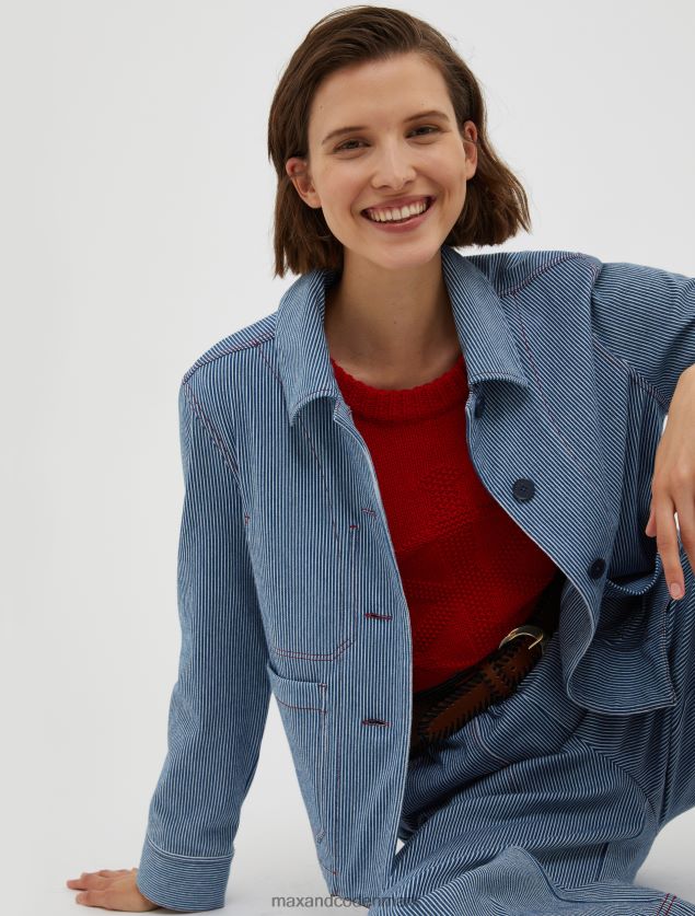 Kvinder jacquard-jersey jakke MAX&Co. Marine blå B2Z2T6283 beklædning