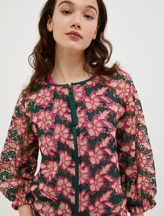 Kvinder macrame og tyl bomberjakke MAX&Co. rosa mønster B2Z2T6899 beklædning
