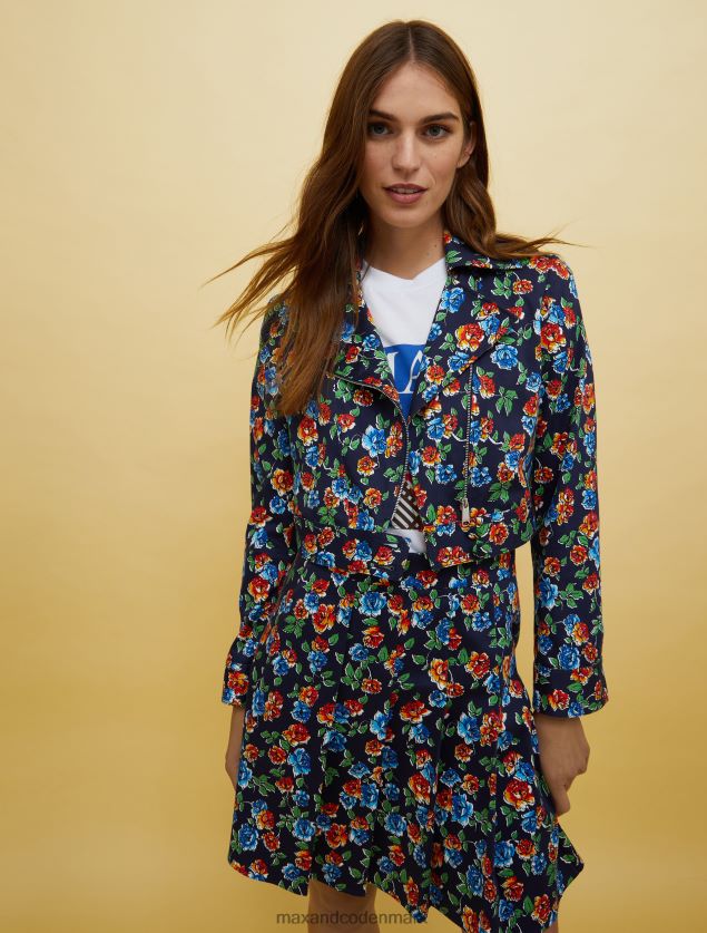 Kvinder mennesker, steder, farve bikerjakke MAX&Co. marineblåt mønster B2Z2T6891 beklædning