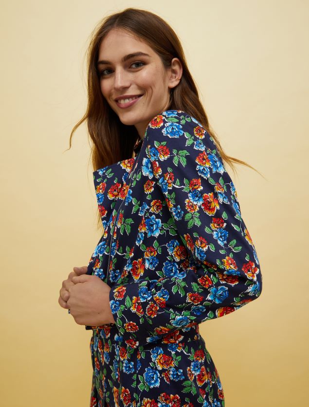 Kvinder mennesker, steder, farve bikerjakke MAX&Co. marineblåt mønster B2Z2T6891 beklædning