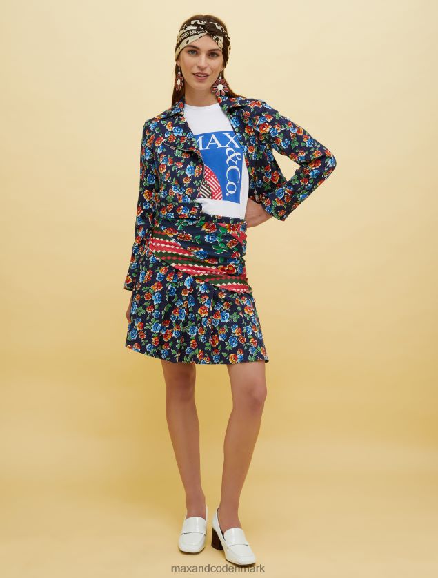 Kvinder mennesker, steder, farve bikerjakke MAX&Co. marineblåt mønster B2Z2T6891 beklædning